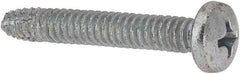 Value Collection - #10-24 UNC Thread, 1-1/4" Length Under Head, #2 Phillips Drive Steel Thread Cutting Screw - Pan Head, Grade 1016-1024, Point Type F, Zinc-Plated Finish - Industrial Tool & Supply