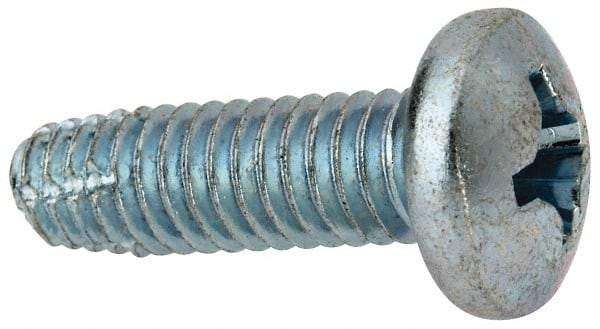 Value Collection - 5/16-18 UNC Thread, 1" Length Under Head, #4 Phillips Drive Steel Thread Cutting Screw - Pan Head, Grade 1016-1024, Point Type F, Zinc-Plated Finish - Industrial Tool & Supply