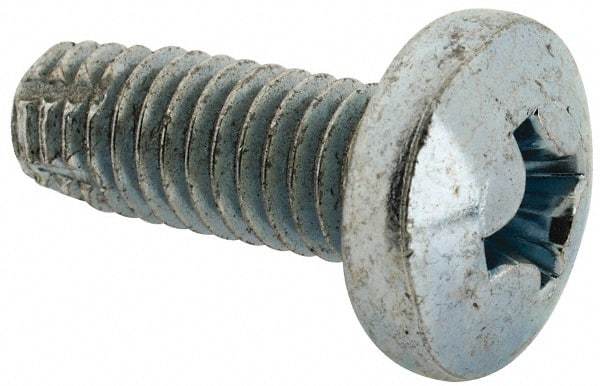 Value Collection - 3/8-16 UNC Thread, 1" Length Under Head, #4 Phillips Drive Steel Thread Cutting Screw - Pan Head, Grade 1016-1024, Point Type F, Zinc-Plated Finish - Industrial Tool & Supply