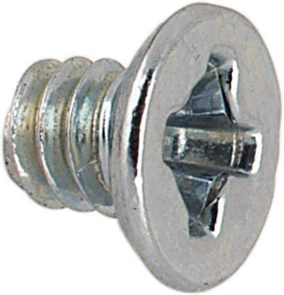 Value Collection - #2-56 UNC, 1/8" OAL Phillips Drive Machine Screw - Flat Undercut Head, Grade J82 Steel, Zinc-Plated Finish, Without Washer - Industrial Tool & Supply