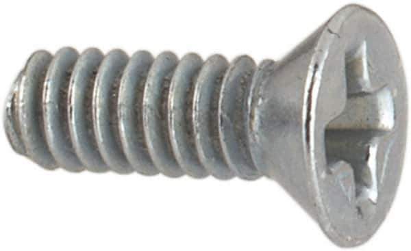 Value Collection - #2-56 UNC, 1/4" OAL Phillips Drive Machine Screw - Flat Head, Grade J82 Steel, Zinc-Plated Finish, Without Washer - Industrial Tool & Supply