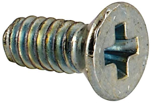 Value Collection - #3-48 UNC, 1/4" OAL Phillips Drive Machine Screw - Flat Head, Grade J82 Steel, Zinc-Plated Finish, Without Washer - Industrial Tool & Supply