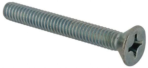 Value Collection - #12-24 UNC, 1-3/4" OAL Phillips Drive Machine Screw - Flat Head, Grade J82 Steel, Zinc-Plated Finish, Without Washer - Industrial Tool & Supply