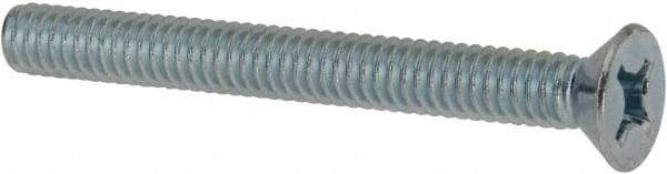 Value Collection - #12-24 UNC, 2" OAL Phillips Drive Machine Screw - Flat Head, Grade J82 Steel, Zinc-Plated Finish, Without Washer - Industrial Tool & Supply