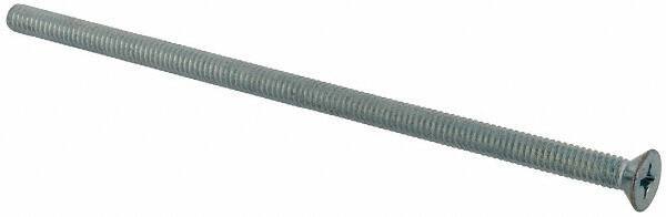Value Collection - 1/4-20 UNC, 6" OAL Phillips Drive Machine Screw - Flat Head, Grade J82 Steel, Zinc-Plated Finish, Without Washer - Industrial Tool & Supply