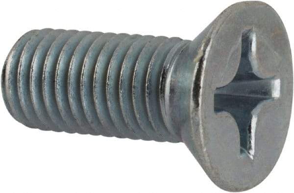Value Collection - 1/4-28 UNF, 5/8" OAL Phillips Drive Machine Screw - Flat Head, Grade J82 Steel, Zinc-Plated Finish, Without Washer - Industrial Tool & Supply