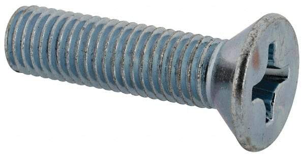 Value Collection - 1/4-28 UNF, 1" OAL Phillips Drive Machine Screw - Flat Head, Grade J82 Steel, Zinc-Plated Finish, Without Washer - Industrial Tool & Supply