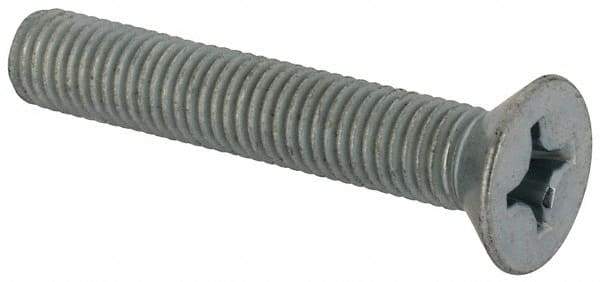 Value Collection - 1/4-28 UNF, 1-1/2" OAL Phillips Drive Machine Screw - Flat Head, Grade J82 Steel, Zinc-Plated Finish, Without Washer - Industrial Tool & Supply