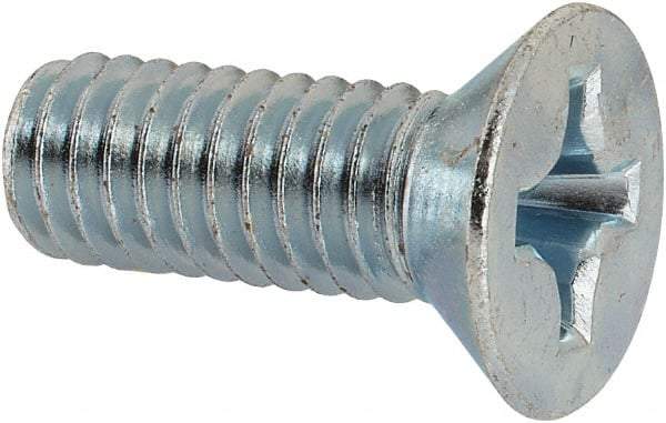 Value Collection - 5/16-18 UNC, 7/8" OAL Phillips Drive Machine Screw - Flat Head, Grade J82 Steel, Zinc-Plated Finish, Without Washer - Industrial Tool & Supply