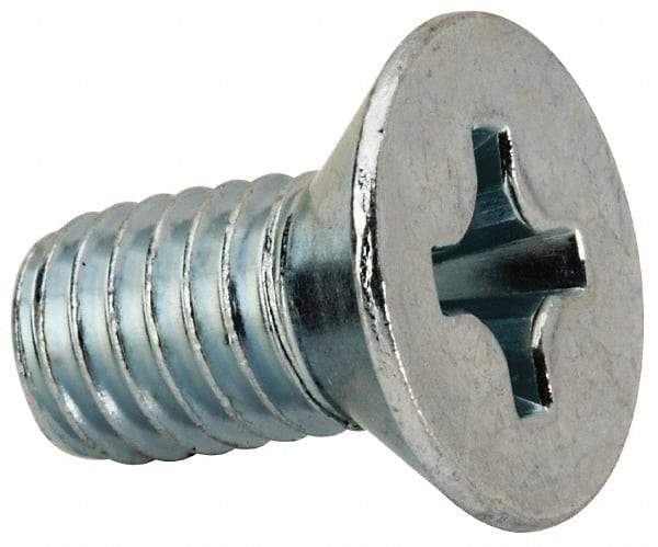 Value Collection - 3/8-16 UNC, 3/4" OAL Phillips Drive Machine Screw - Flat Head, Grade J82 Steel, Zinc-Plated Finish, Without Washer - Industrial Tool & Supply