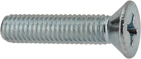 Value Collection - 3/8-16 UNC, 1-3/4" OAL Phillips Drive Machine Screw - Flat Head, Grade J82 Steel, Zinc-Plated Finish, Without Washer - Industrial Tool & Supply
