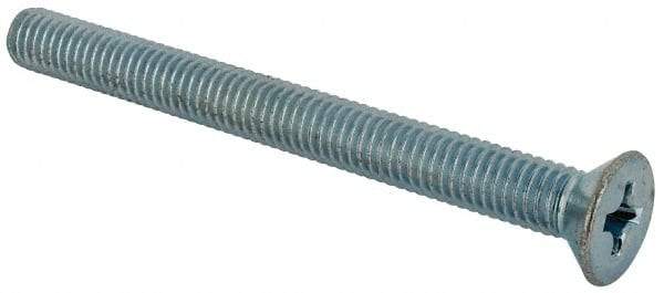 Value Collection - 3/8-16 UNC, 4" OAL Phillips Drive Machine Screw - Flat Head, Grade J82 Steel, Zinc-Plated Finish, Without Washer - Industrial Tool & Supply