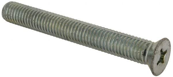 Value Collection - 1/2-13 UNC, 4" OAL Phillips Drive Machine Screw - Flat Head, Grade J82 Steel, Zinc-Plated Finish, Without Washer - Industrial Tool & Supply