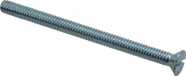 Value Collection - 1/4-20 UNC, 3-1/2" OAL Slotted Drive Machine Screw - Flat Head, Grade J82 Steel, Zinc-Plated Finish, Without Washer - Industrial Tool & Supply