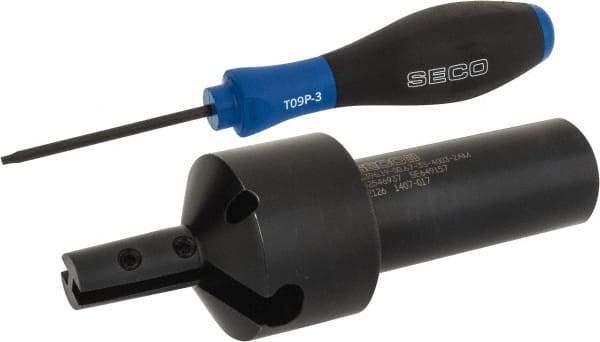 Seco - 0.67" Cut Diam, 0.98" Max Depth of Cut, 1" Shank Diam, Indexable Thread Mill - 40mm Insert Size, 2 Inserts, Toolholder Style R396.19, 4.55" OAL - Industrial Tool & Supply