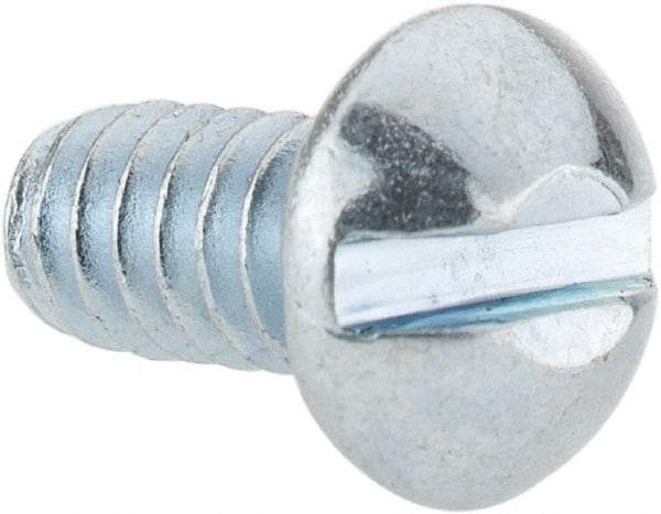 Value Collection - #10-24 UNC, 3/8" Length Under Head Slotted Drive Machine Screw - Round Head, Grade J82 Steel, Zinc-Plated Finish, Without Washer - Industrial Tool & Supply