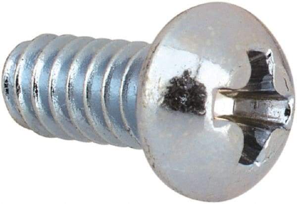 Value Collection - #4-40 UNC, 1/4" Length Under Head Phillips Drive Machine Screw - Round Head, Grade J82 Steel, Zinc-Plated Finish, Without Washer - Industrial Tool & Supply