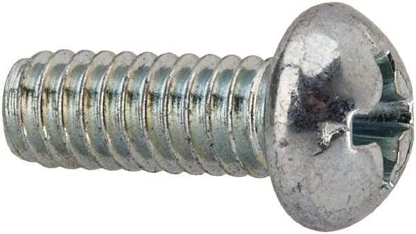 Value Collection - #8-32 UNC, 7/16" Length Under Head Phillips Drive Machine Screw - Round Head, Grade J82 Steel, Zinc-Plated Finish, Without Washer - Industrial Tool & Supply