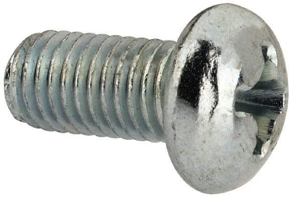 Value Collection - 1/4-28 UNF, 1/2" Length Under Head Phillips Drive Machine Screw - Round Head, Grade J82 Steel, Zinc-Plated Finish, Without Washer - Industrial Tool & Supply
