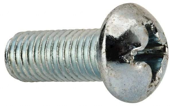 Value Collection - 1/4-28 UNF, 5/8" Length Under Head Phillips Drive Machine Screw - Round Head, Grade J82 Steel, Zinc-Plated Finish, Without Washer - Industrial Tool & Supply