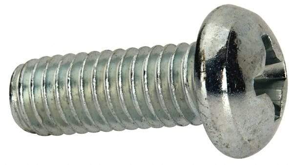 Value Collection - 3/8-16 UNC, 1" Length Under Head Phillips Drive Machine Screw - Round Head, Grade J82 Steel, Zinc-Plated Finish, Without Washer - Industrial Tool & Supply