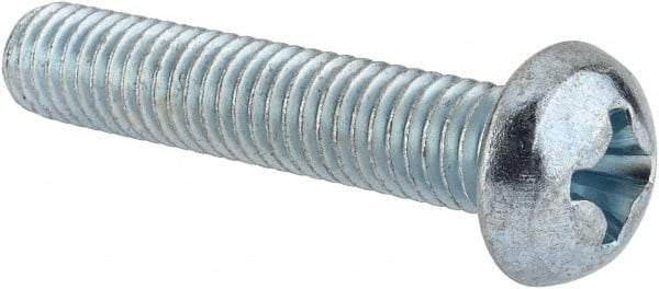 Value Collection - 3/8-16 UNC, 2" Length Under Head Phillips Drive Machine Screw - Round Head, Grade J82 Steel, Zinc-Plated Finish, Without Washer - Industrial Tool & Supply
