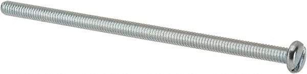 Value Collection - #8-32 UNC, 3-1/2" Length Under Head Slotted Drive Machine Screw - Pan Head, Grade J82 Steel, Zinc-Plated Finish, Without Washer - Industrial Tool & Supply