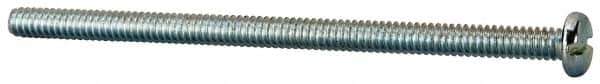 Value Collection - #10-24 UNC, 3-1/2" Length Under Head Slotted Drive Machine Screw - Pan Head, Grade J82 Steel, Zinc-Plated Finish, Without Washer - Industrial Tool & Supply