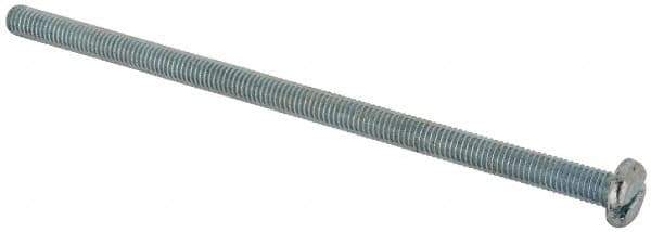 Value Collection - #10-32 UNF, 4" Length Under Head Slotted Drive Machine Screw - Pan Head, Grade J82 Steel, Zinc-Plated Finish, Without Washer - Industrial Tool & Supply