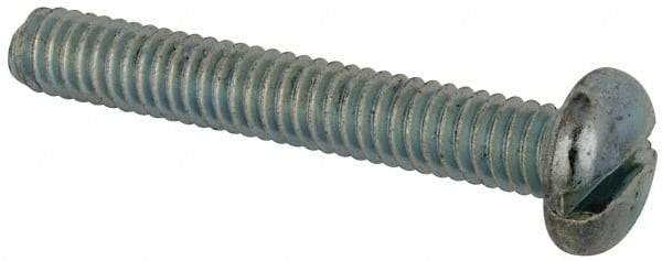 Value Collection - #12-24 UNC, 1-1/2" Length Under Head Slotted Drive Machine Screw - Pan Head, Grade J82 Steel, Zinc-Plated Finish, Without Washer - Industrial Tool & Supply