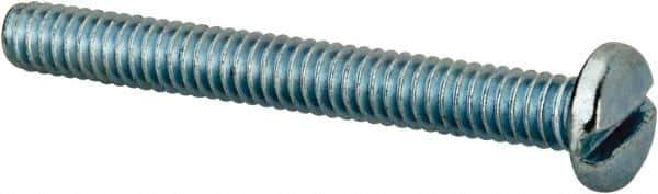 Value Collection - 1/4-20 UNC, 2-1/4" Length Under Head Slotted Drive Machine Screw - Pan Head, Grade J82 Steel, Zinc-Plated Finish, Without Washer - Industrial Tool & Supply