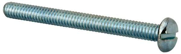 Value Collection - 1/4-20 UNC, 2-3/4" Length Under Head Slotted Drive Machine Screw - Pan Head, Grade J82 Steel, Zinc-Plated Finish, Without Washer - Industrial Tool & Supply