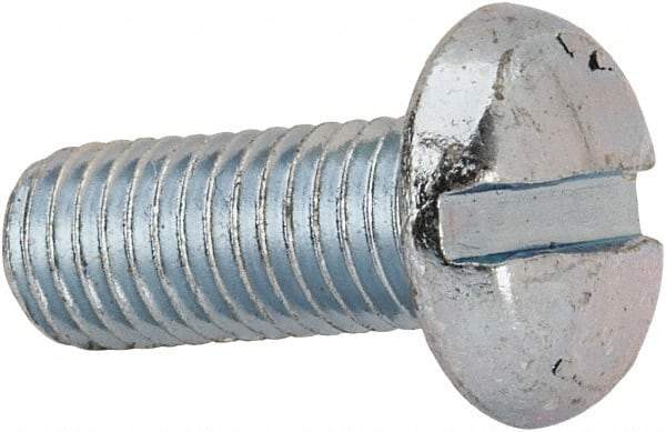 Value Collection - 1/4-28 UNF, 5/8" Length Under Head Slotted Drive Machine Screw - Pan Head, Grade J82 Steel, Zinc-Plated Finish, Without Washer - Industrial Tool & Supply