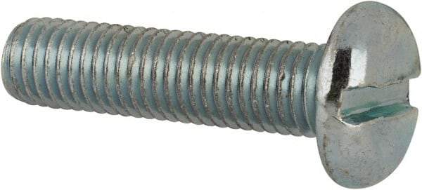 Value Collection - 1/4-28 UNF, 1" Length Under Head Slotted Drive Machine Screw - Pan Head, Grade J82 Steel, Zinc-Plated Finish, Without Washer - Industrial Tool & Supply