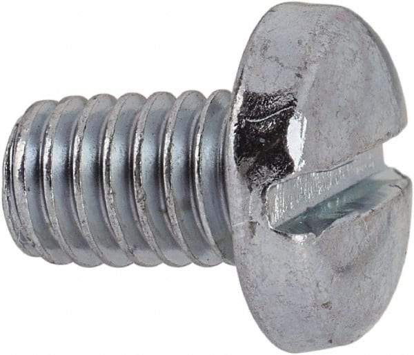 Value Collection - 5/16-18 UNC, 1/2" Length Under Head Slotted Drive Machine Screw - Pan Head, Grade J82 Steel, Zinc-Plated Finish, Without Washer - Industrial Tool & Supply