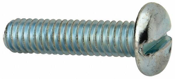 Value Collection - 5/16-18 UNC, 1-1/4" Length Under Head Slotted Drive Machine Screw - Pan Head, Grade J82 Steel, Zinc-Plated Finish, Without Washer - Industrial Tool & Supply