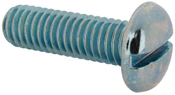 Value Collection - 3/8-16 UNC, 1-1/4" Length Under Head Slotted Drive Machine Screw - Pan Head, Grade J82 Steel, Zinc-Plated Finish, Without Washer - Industrial Tool & Supply
