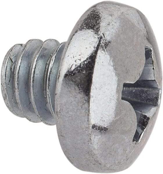Value Collection - 1/4-20 UNC, 1/4" Length Under Head Phillips Drive Machine Screw - Pan Head, Grade J82 Steel, Zinc-Plated Finish, Without Washer - Industrial Tool & Supply