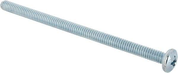 Value Collection - 1/4-20 UNC, 4-1/2" Length Under Head Phillips Drive Machine Screw - Pan Head, Grade J82 Steel, Zinc-Plated Finish, Without Washer - Industrial Tool & Supply