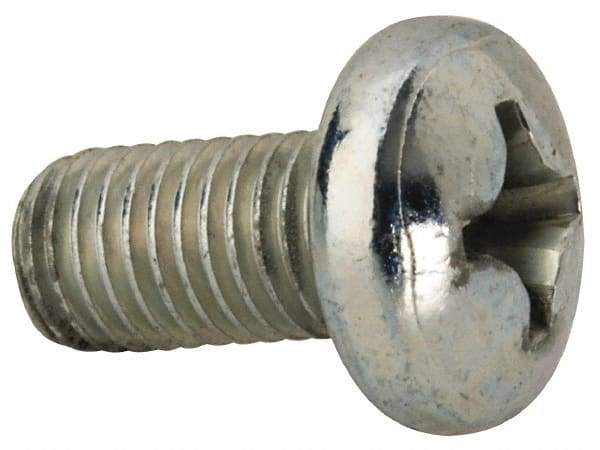 Value Collection - 1/4-28 UNF, 1/2" Length Under Head Phillips Drive Machine Screw - Pan Head, Grade J82 Steel, Zinc-Plated Finish, Without Washer - Industrial Tool & Supply