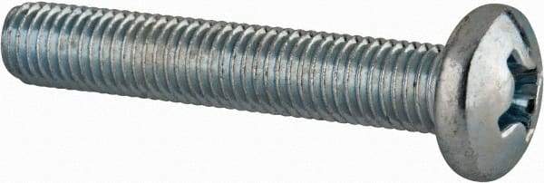 Value Collection - 1/4-28 UNF, 1-1/2" Length Under Head Phillips Drive Machine Screw - Pan Head, Grade J82 Steel, Zinc-Plated Finish, Without Washer - Industrial Tool & Supply