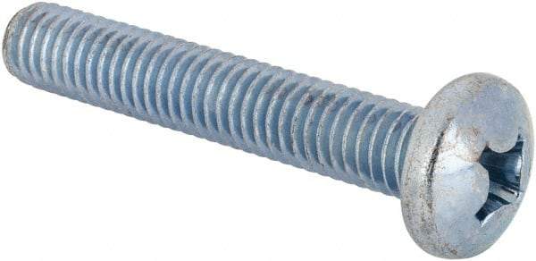 Value Collection - 3/8-16 UNC, 2-1/4" Length Under Head Phillips Drive Machine Screw - Pan Head, Grade J82 Steel, Zinc-Plated Finish, Without Washer - Industrial Tool & Supply