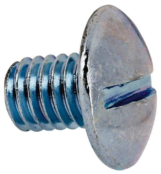 Value Collection - 3/8-16 UNC, 1/2" Length Under Head Slotted Drive Machine Screw - Truss Head, Grade J82 Steel, Zinc-Plated Finish, Without Washer - Industrial Tool & Supply