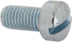 Value Collection - 1/4-28 UNF, 1/2" Length Under Head Slotted Drive Machine Screw - Fillister Head, Grade J82 Steel, Zinc-Plated Finish, Without Washer - Industrial Tool & Supply