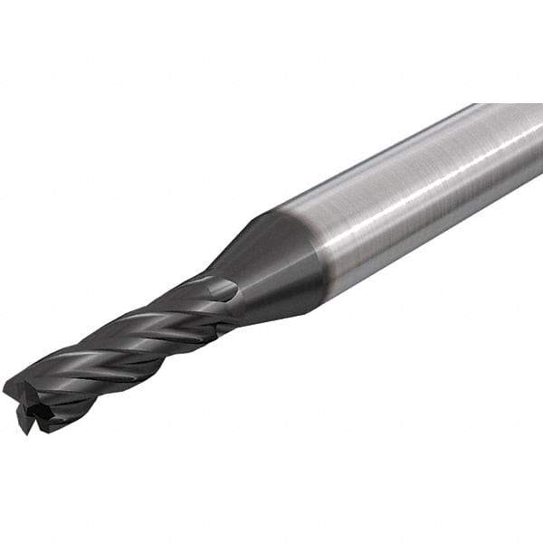 Iscar - 8mm, 19mm LOC, 8mm Shank Diam, 63mm OAL, 4 Flute, Solid Carbide Square End Mill - Single End, TiAlN Finish, Spiral Flute, 30° Helix, Right Hand Cut, Right Hand Flute - Industrial Tool & Supply