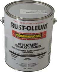 Rust-Oleum - 1 Gal Navy Gray Gloss Finish Alkyd Enamel Paint - 278 to 509 Sq Ft per Gal, Interior/Exterior, Direct to Metal, <400 gL VOC Compliance - Industrial Tool & Supply