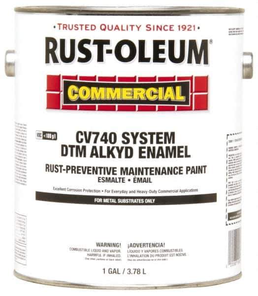 Rust-Oleum - 1 Gal Safety Red Gloss Finish Alkyd Enamel Paint - 278 to 509 Sq Ft per Gal, Interior/Exterior, Direct to Metal, <100 gL VOC Compliance - Industrial Tool & Supply