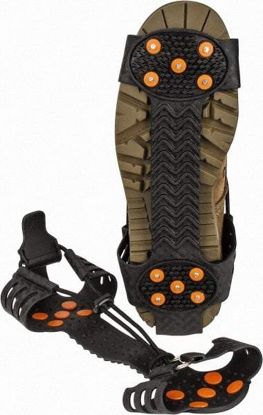 Ergodyne - Size 11-14, Strap-On Cleat - Steel Studs Traction, Black - Industrial Tool & Supply
