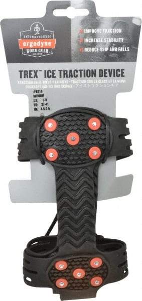 Ergodyne - Size 5-8, Strap-On Cleat - Steel Studs Traction, Black - Industrial Tool & Supply