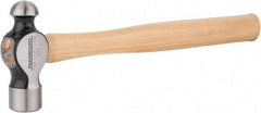 Paramount - 1 Lb Head Ball Pein Hammer - Wood Handle, 13-3/4" OAL - Industrial Tool & Supply